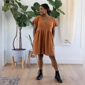 Known Supply Josie Camel Button-Down Dress